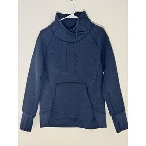 Athleta Navy Jacquard Elevation Funnel Neck Quilted Pullover Women's Medium